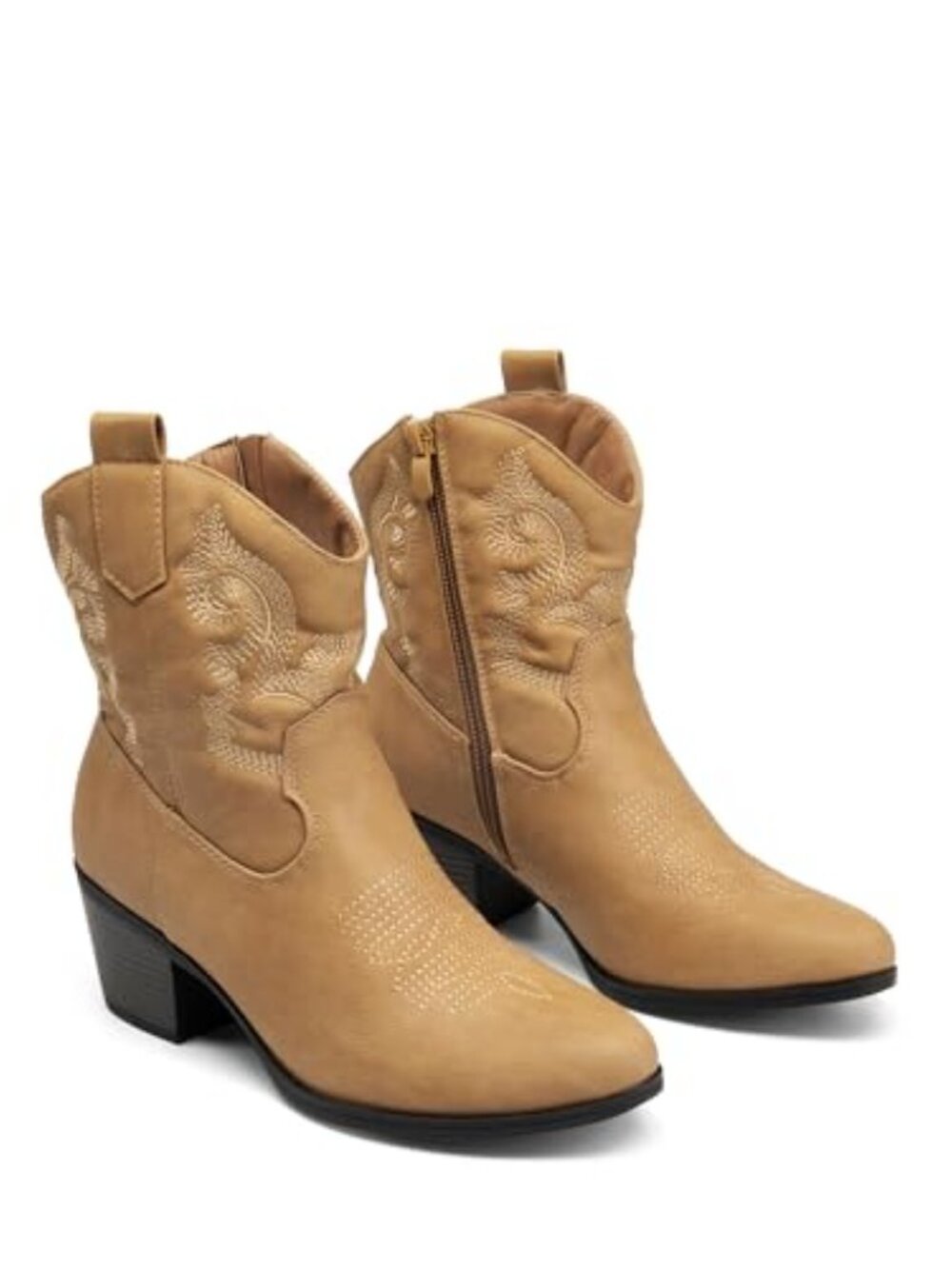 Women's Western Cowboy Cowgirl Embroidered Ankle Boots Fashion Low chunky Heel